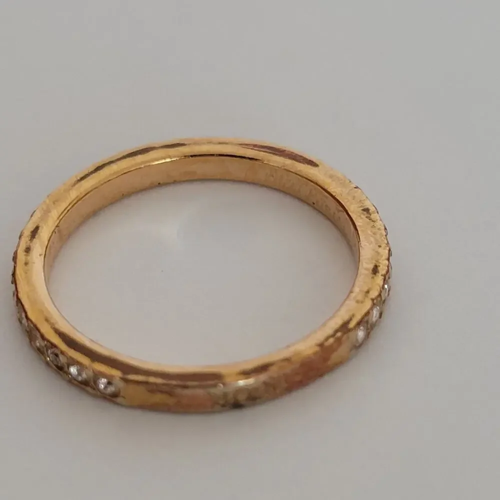 Authentic Christian Dior Ring Size‎ S US 5.5 GP Rhinestones Rose Gold Minimalist